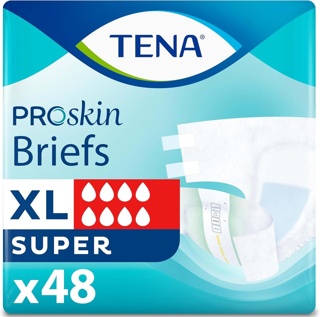 Tena Incontinence Adult Diapers, Maximum Absorbency, Disposable Briefs, ProSkin - X-Large - 48 ct (X-Large)