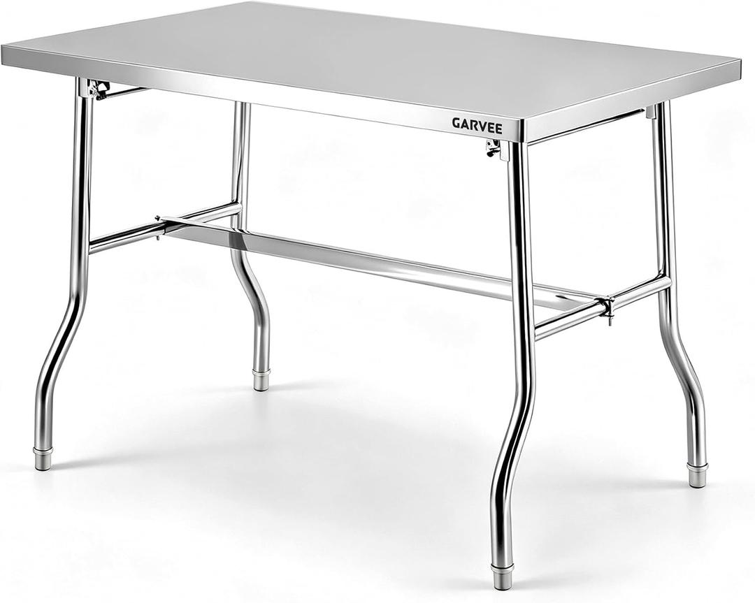 Stainless Steel Folding Table 30"x 48" Large Metal Foldable Work Table