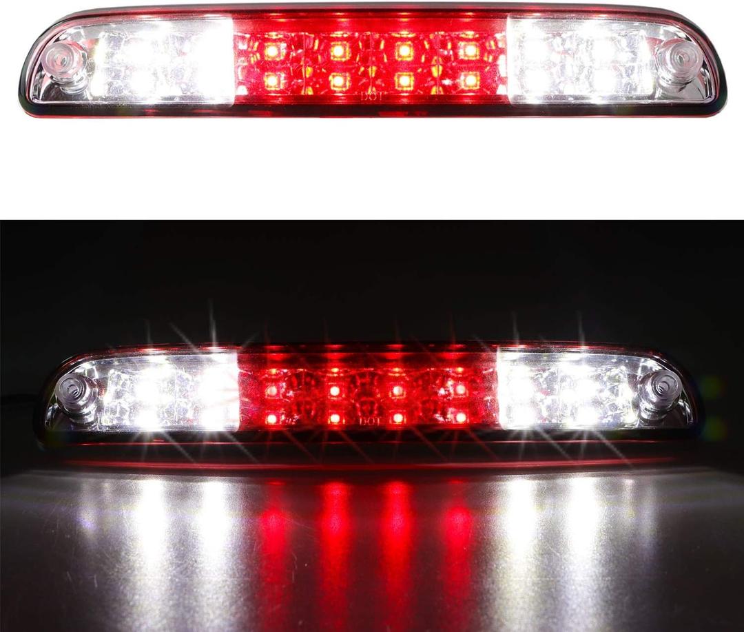 Red 3rd Third Brake Light for F250 F350 Super Duty 99-16, for Ranger 93-11, for Ford Explorer Sport Trac 01-05, for Mazda B series 94-09, High Mount Stop Light with Electroplating Housing