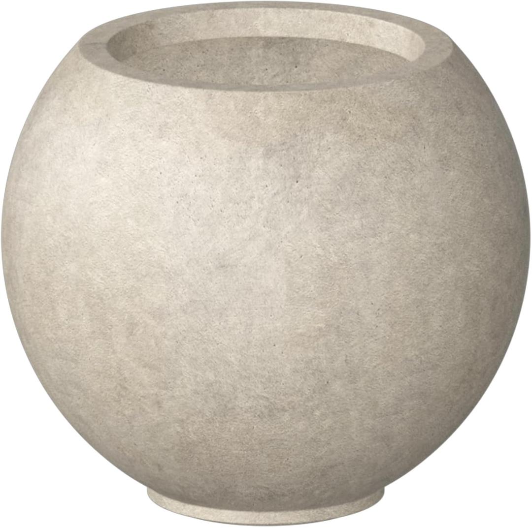 Kante Accent Round Sphere Weathered Concrete Planter 19.3" Dia, Outdoor, 19.3"w x 16.5"h