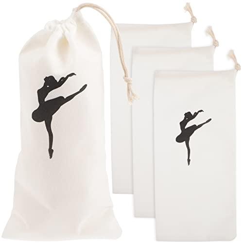 LUOZZY 4Pcs Ballet Shoe Bags Canvas Pointe Shoe Bags Ballet Shoe Bags Dance Shoe Drawstring Ballet Supplies, 5.1 * 10.6IN/13 * 27CM