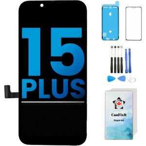 CanFixIt Screen Replacement AQ7 Incell Screen Unmatchable Performance - Faster Refresh Rate, Compatible for iPhone 15 Plus LCD Screen 6.7" INCELL (NOT TFT) Touch Glass Display Digitizer + Tool Kits
