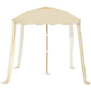 Striped Beach Cabana with Vent and Sand Pockets, 6.5FT x 6.5FT UPF 50+ Sun Shelter, Easy Setup Portable Beach Canopy, Wind-Resistant Beach Tent, Base Not Included (Sunshine), Yellow