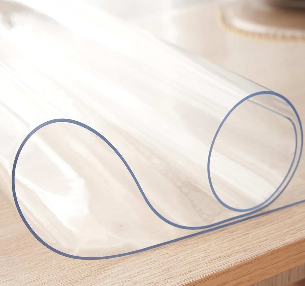 30x60 Inch Clear Table Cover Protector 1.5mm Thick PVC Water Resistant Rectangle Plastic Non-Slip Table Pad for Wooden Coffee Table Writing Desk