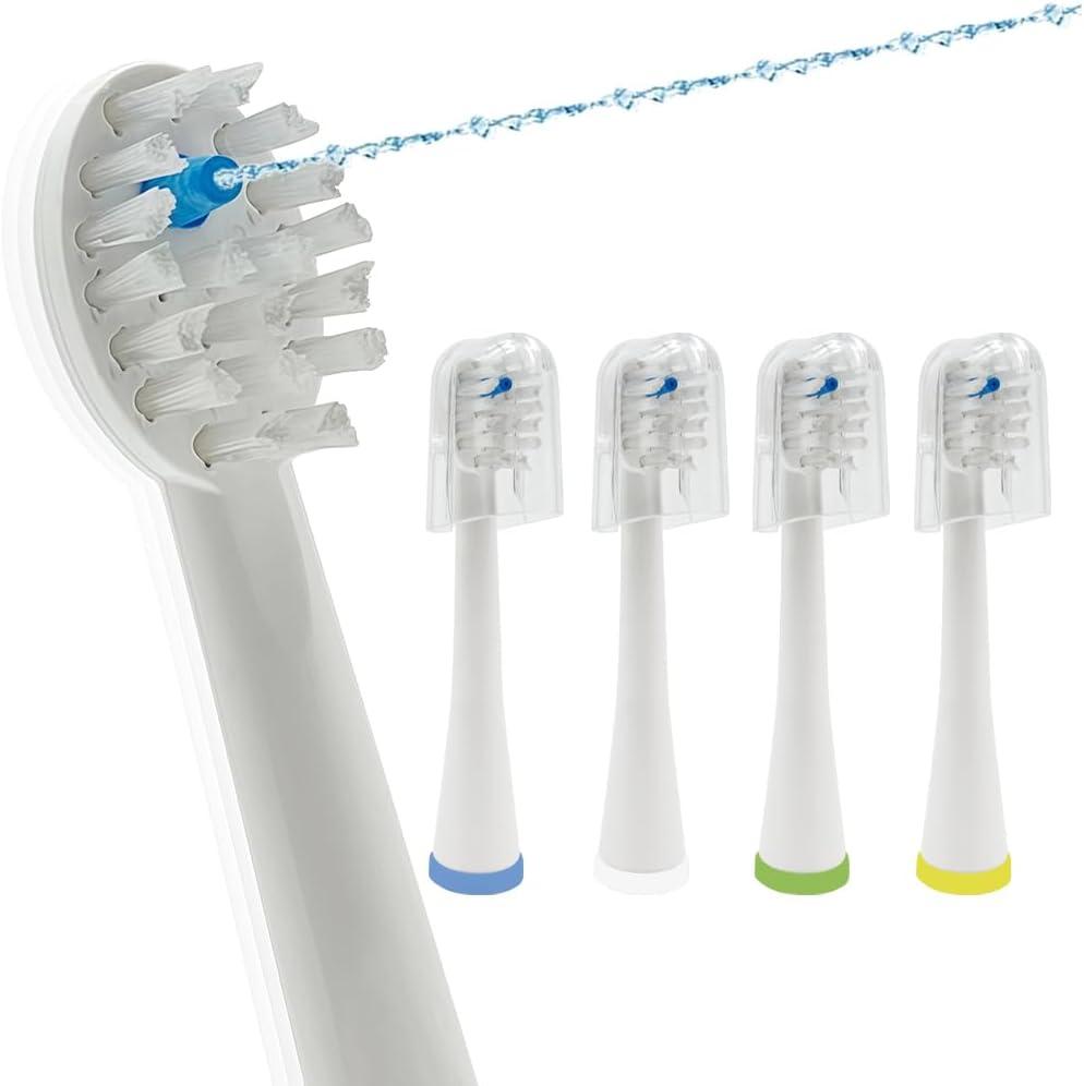 Replacement Toothbrush Heads for Waterpik Sonic Fusion 2.0,Compatible with All Waterpik Sonic Fusion Models(SF-01,SF-02,SF-03,SF-04 Series), Compact,with Covers,4 Count, White