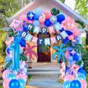 Happy Birthday Banner 40 Inch Balloon Number Pastel Pink and Blue Balloons (Sti01)