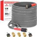YAMATIC Upgraded Flexible Pressure Washer Hose 50FT 1/4", 3200 PSI Non-Kink Replacement with M22-14mm & 3/8" Quick Connect Adapters, Extension for Gas Power Washer Troy-Bilt Ryobi Honda Craftsman