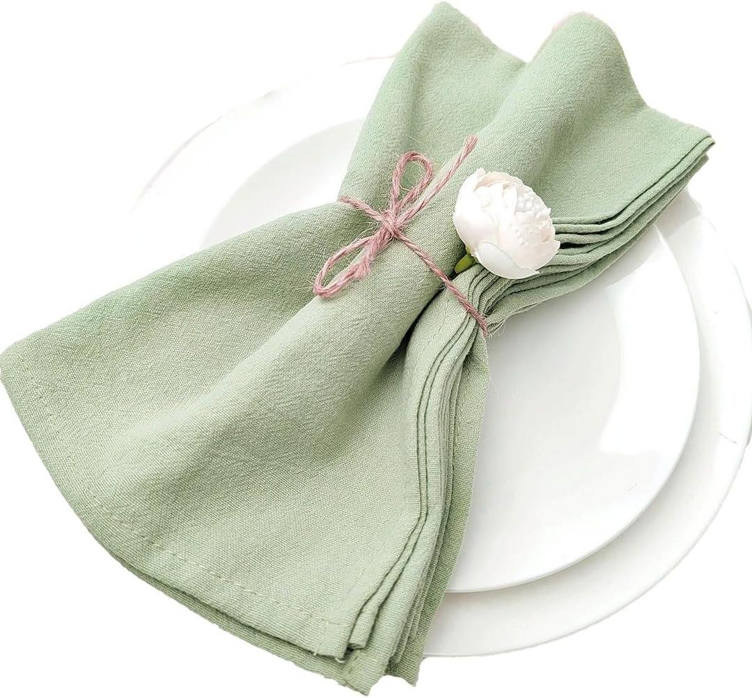 Cloth Napkins Set of 10, 18x18 Inches Home Dinner Napkin 100% Cotton Napkins Washable Fabric Napkin Ideal for Family Dinner Party Wedding (Light Green)