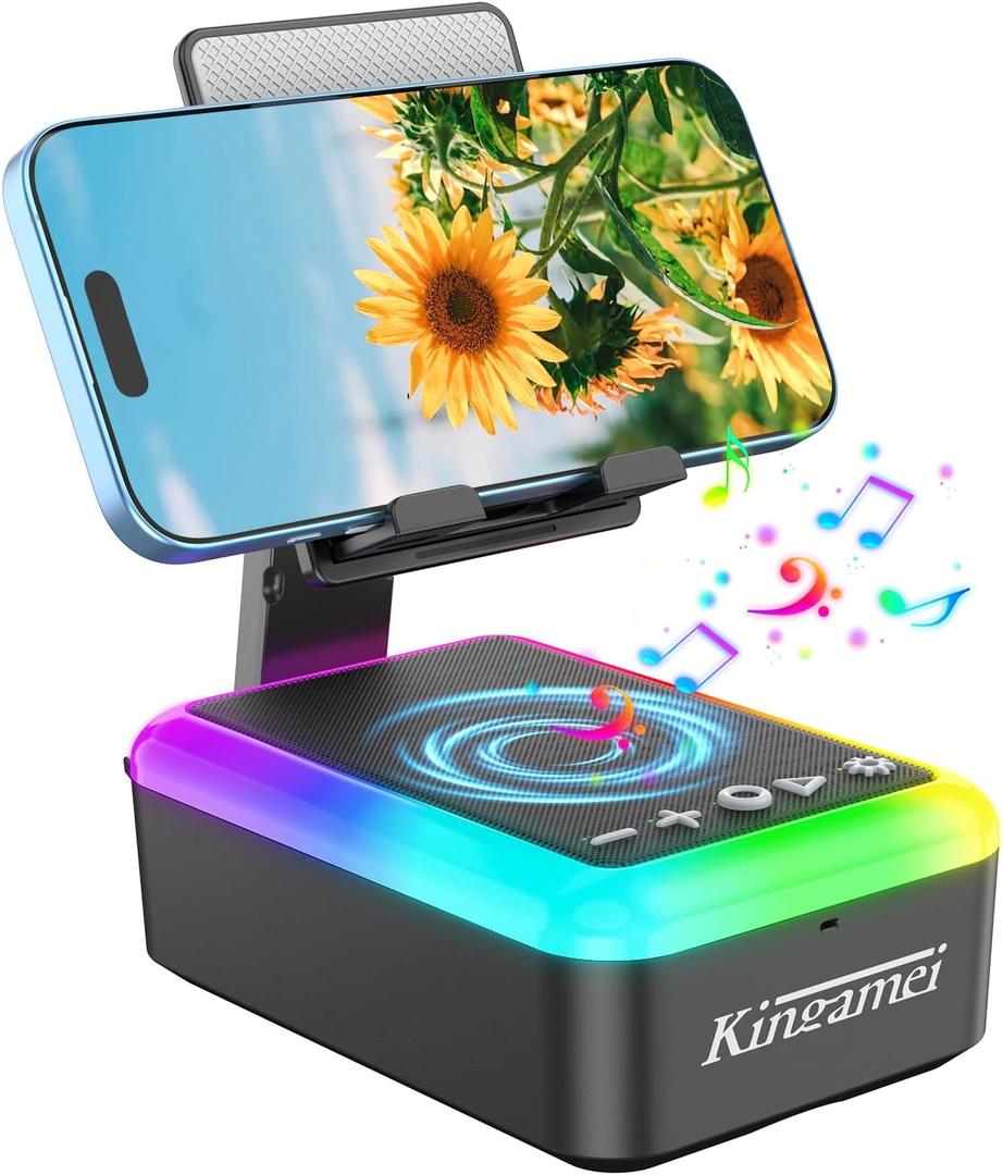 Gift for Women & Men | 3-in-1 Bluetooth Speaker, Cell Phone Stand & Portable Wireless Lanyard with Light | Unique Birthday Gift for Dad, Mom, Husband | Cool Tech Gadget