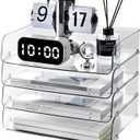 Gagee 4 Pack Paper Organizer for Desk,Stackable Paper Tray Book Holder for Classroom,Office and More,Letter Tray Desk Organizer,Clear