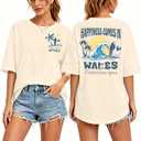 Graphic Tees Women Oversized T-Shirts: Summer Hawaiian Beach Tops Shirts Hawaii Tropical Beachy Short Sleeve Outfit M