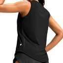 Sleeveless Workout Tops for Women Breathable Lightweight Athletic Running Tank Tops Active Tennis Yoga Shirts (Black_L)