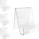 Boloyo Acrylic Book Stand with Ledge,4PC 4 Inch Clear Acrylic Display Easel Transparent Display Stand Holder Tablet Holder for Displaying Books,Magazine,Plate,Pictures,Artworks, CDs