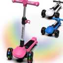 Elecorange T200/T500 Balance Electric Scooter for Kids Age 4-9, 2 Types Front Wheels, Electric Horn, Full Body Lights Up, Wide Deck, 5Mph Safe Speed, 70min Riding, Foldable Kick Scooter Boys & Girl (T200-Entry level)