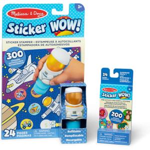 Melissa & Doug Sticker Wow! Astronaut Bundle: 24-Page Activity Book, Refillable Sticker Stamper, Mini Pad, 500 Stickers, Arts and Crafts for Kids Ages 3+