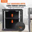 VEVOR 9U Wall Mount Network Server Cabinet, 15.5'' Deep, Server Rack Cabinet Enclosure, 200 lbs Max. Ground-Mounted Load Capacity, with Locking Glass Door Side Panels, for IT Equipment, A/V Devices