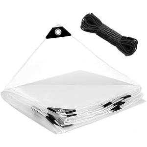 3x6 FT Clear Tarp Heavy Duty Waterproof for Patio Winterizing - 5 mil Anti-Tear Snowproof & Windproof Clear Plastic Tarps with Grommets for Winter Garden Patio Enclosure Chicken Coop