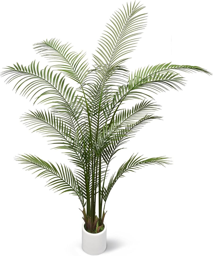 Artificial Palm Tree：5.2FT Tropical Fake Silk Plant UV Resistant Faux Areca