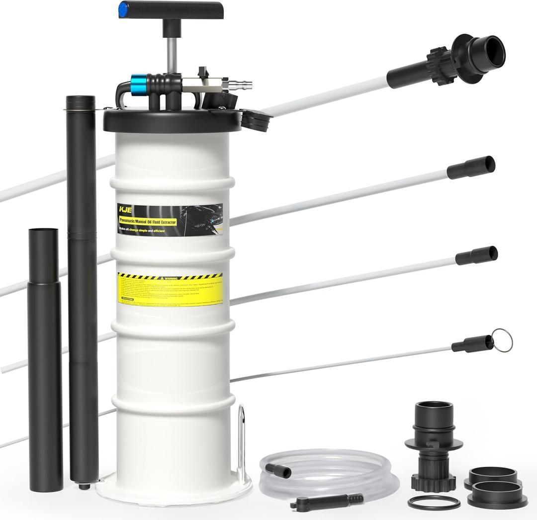 KJE 6.5L Pneumatic/Manual Oil Fluid Extractor Pump, Fluid Extractor with Pipe Storage Units, Oil Extractor Pump for Oil Change with Full Set Accessories for Automotive/Marine Oil Change
