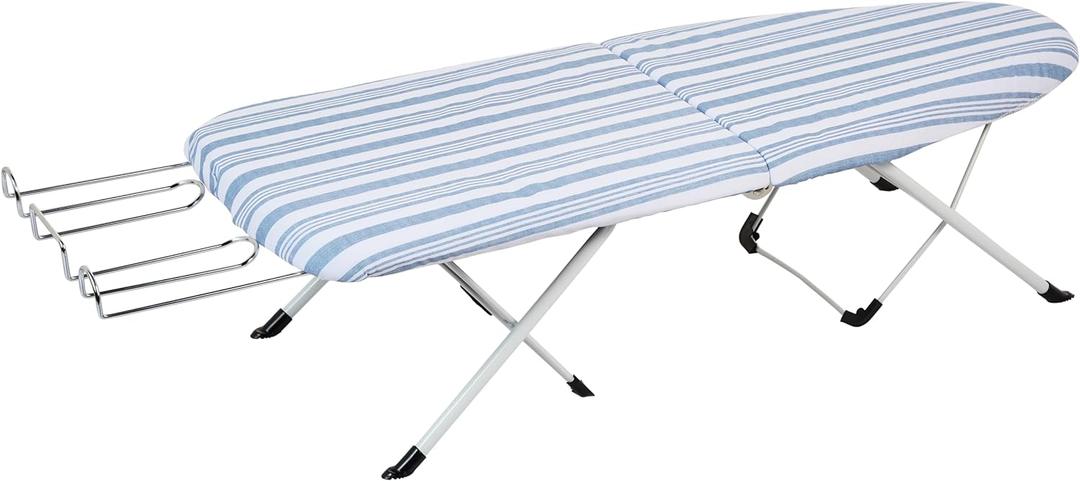 Honey-Can-Do Foldable Tabletop Ironing Board with Iron Rest, Blue Stripe (32 L x 12 W)
