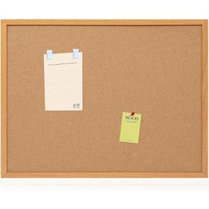 Board2by Cork Board Bulletin Board 24 x 36, Wood Framed Corkboards for Wall Decor, Hanging Office Message Board, Large Wall Mounted Notice Pin Board with 15 Push Pins for School, Home & Office