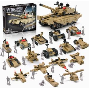 Army Tank Toy Building Blocks Set Compatible with Lego, Create a Armored Tank or 16 Small Military Models, with Toy Soldiers, Great Army Men Toys Gifts for Boys Kids and Teens Age 6+ Year Old (517PCS)