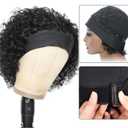 INSTASTYLE Headband Wig Human Hair Wigs for Black Women Pixie Cut Wig Put on and Go Glueless Wig Short Curly Headband Wigs 150% Density Natural Black 6 Inch