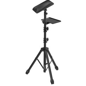 Tattoo Armrest Stand Tripod with Tray - ZHOOGE Foldable Tattoo Arm Leg Rest Stand Adjustable Height and Tilt Black Leather Pad Professional Heavy Equipment for Tattoo Studio