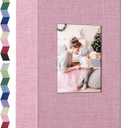 popotop Photo Album 4x6-300 Photos Linen Cover Photo Books with 300 Horizontal Pockets,Slip-in Picture Albums for Family Wedding Anniversary Baby Vacation Pictures (Pink)