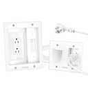 in Wall Cable Management Kit for TV, Recessed Outlet with TV Cable Hider Wall Kit, Cord Hider for Wall Mounted TV, Cable Management Box for Home & Office Theater System, White