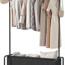 Clothes Rack With Large Storage Bag, Clothes Organizer Stand on Wheels, Garment Rack, Rolling Clothes Storage Cart, Coat Rack, for Bedroom, Laundry Room, Living-room, Black