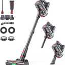 Cordless Vacuum Cleaners for Home, 60KPA 550W Dual Motor, 60 Mins Runtime, Power Detect & HEPA Filter, Touchscreen Display, Self-Standing for Pet Hair/Carpet/Car/Tile/Hardwood Floor (Black+red)