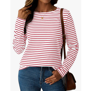 LilyCoco Womens Striped Long Sleeve Shirt Boat Neck Tops Breton Loose Fit Tshirt XXXL