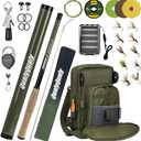 QualyQualy Tenkara Fly Rod Combo Beginner Kit, Tenkara Fishing Rod in 8.7ft/10.6ft/11.6ft 24T Fly Fishing Kit with Telescopic Fly Rod Flies Tippet and Fishing Chest Bag