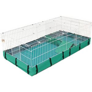 MidWest Homes for Pets Guinea Habitat Plus Cage, Includes Divider Panel and Hinged Top, Washable PVC Canvas Bottom, Expandable Small Animal Cage for Guinea Pigs, 171GHP (White/ Teal)