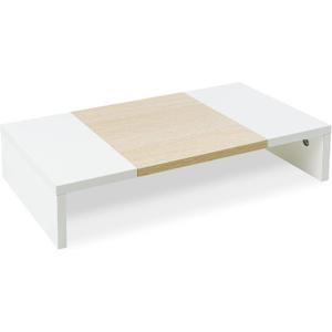 TEAMIX 20 Inch Monitor Stand Riser, Wooden Desktop Riser for TV/PC/Laptop/Printer, Cozy Monitor Riser with Storage, Laptop Shelf for Home Office (White+Maple)