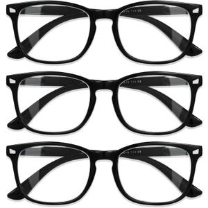 CCVOO Reading Glasses for Women/Men, Eyeglasses, Blue Light Readers for Women/Men, Computer Eye Glasses, Cheaters (Black 3 Packs)