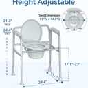 HOMLAND 3-in-1 Bedside Commode Chair with Sturdy Dual-Crossbar Support Construction, Stable Portable Commode Toilet with 7.5Qt Potty Bucket, 350 Lbs Bedside Commodes for Seniors, Silver