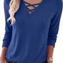 ANRABESS Womens Long Sleeve V Neck Shirts Loose Fit Casual Tunic Tops Criss Cross Blouses
XL