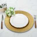 LYHLYA 13 Inch Gold Charger Plates, Round Reef Pattern, Plastic, Set of 12, for Dinner Plates, Wedding Decor, Table Setting (Round)