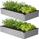 zunatu 8x4x1 ft(2 Pack) Galvanized Raised Garden Bed,Outdoor Planter Box Metal Patio Kit Planting Bed for Vegetables Flowers and Succulents,Silver