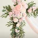 Ling's Moment Pink White Artificial Wedding Arch Flowers Kit Pack of 4, 2pcs Hanging Flower Arrangement 2pcs Chiffon Drapes Ceremony Reception Silk Rose Arbor Backdrop Floral Garden Outdoor Decoration