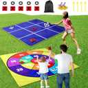 2-in-1 Outdoor Giant Tic Tac Toe Bean Bag Toss Games for Kids Adults, 4.5Ft Double-Sided Large Outside Lawn Yard Backyard Carnival Field Day Beach Picnic Camping Birthday Party Family Reunion Game