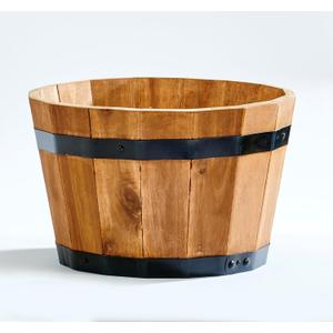 Worth Imports 13" X 13" X 8" Tall Wood Barrel Planter with Light Brown Oil