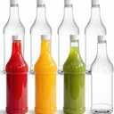 Noamus 8 Pack 33 oz Plastic Soda Bottles with Caps, 1L Reusable Empty Clear PET Juice Container, Disposable Wine Bottles with White Lid for Drinking Beverage Water Liquor Beer Milk Smoothies