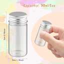 50 Pcs Small Sealed Bottles Empty Sample Vials Container Clear Wish Bottle Tiny Jars with Silver Aluminum Lid for Liquid DIY Crafts Party Favors - 30ml/1oz