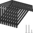 10 Pack Heavy Duty Closet Shelf & Rod Brackets, Wall Mounted Closet Shelf Brackets, 11 x 9.45 Inch Closet Shelf Brackets with Rod Support, Black