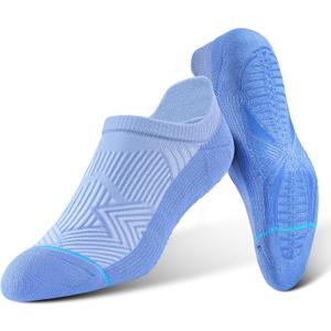BRISIRA Bamboo Viscose Non Slip Pilates Socks Men Women No Show Grip Compression Thick Cushion Yoga Barre Grippy Ankle (L)