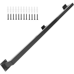 6.6 Feet Square Tube Handrail, Wall Mount Industrial Modern Staircase Handrail for Indoor Outdoor Steps, 600lbs Load Capacity, Metal Non-Slip Grab Handle for Stairs Loft Porch, Matte Black
