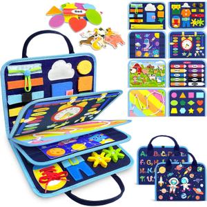 Gojmzo Busy Board Montessori Toys for Toddler Boy Birthday Gifts, Busy Book Sensory Toys for Toddlers, Learning Educational Toddler Travel Activities